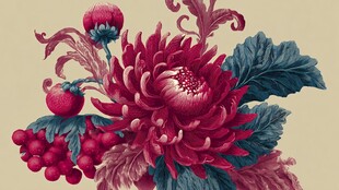 复古风花卉插画艺术作品