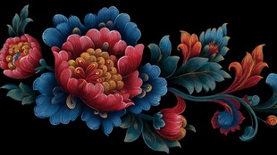 中式牡丹花卉精美图案