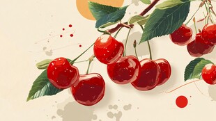 红樱桃枝头绽放的诱人瞬间