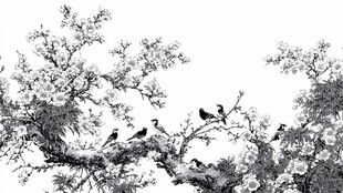 枝头鹊影 水墨花鸟图景