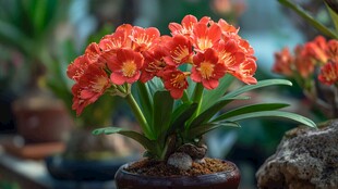 盆中君子兰绽放艳丽花朵