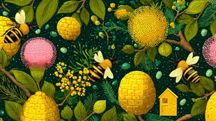 蜜蜂与蜂巢的奇幻植物世界