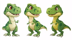 三只可爱卡通小恐龙形象