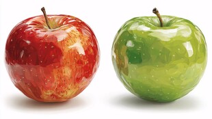 红青双苹果 鲜明对比