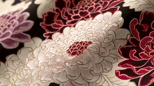 华丽花卉图案织物纹理