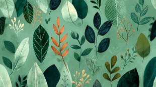 清新绿叶植物背景图案