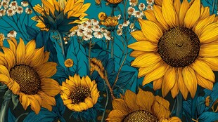 向日葵花卉图案插画