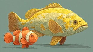 大鱼与小丑鱼的奇妙同框