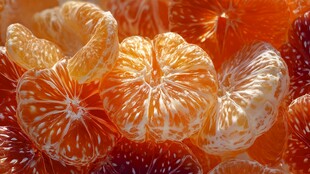 剥好的多汁橘子果肉特写