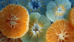 多彩柑橘切片特写