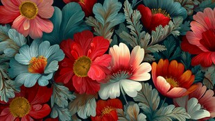 绚丽多彩花卉图案背景