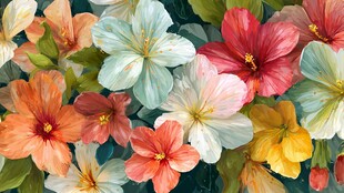 缤纷多彩花卉艺术画作