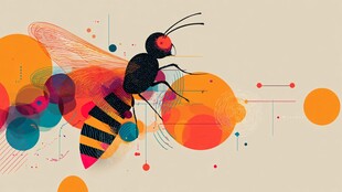 彩色插画风的活力蜜蜂