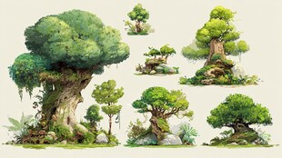 奇幻风格多样造型魔法树