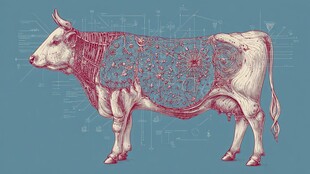 科技感牛的艺术解构图