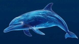 蓝色梦幻海豚水中畅游