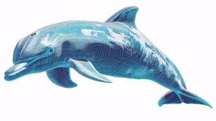 蓝色海豚灵动跃起