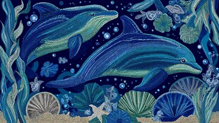 梦幻海底的双海豚共游