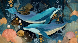 梦幻海底双海豚场景