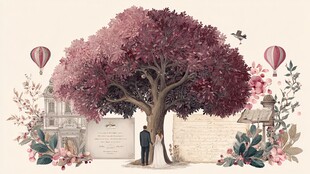 浪漫树下的梦幻婚礼场景