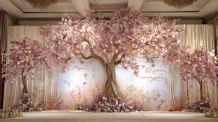 梦幻粉色樱花主题婚礼场景