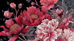 复古风繁花绽放插画图