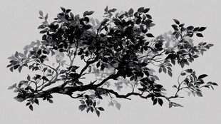 水墨枝叶图