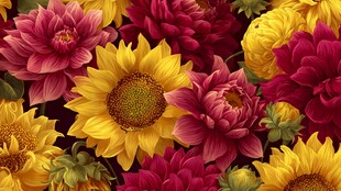 艳丽多彩花卉图案背景