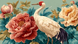 鹤立牡丹间 祥瑞之景