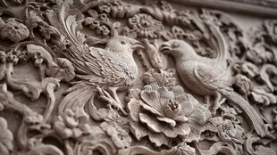 中式浮雕上的花鸟艺术