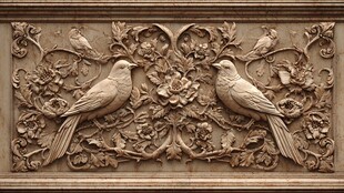 花鸟木雕艺术精美图案