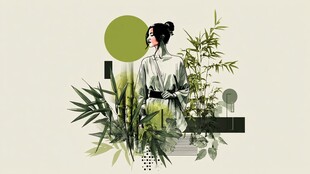 古风女子与翠竹雅致画面