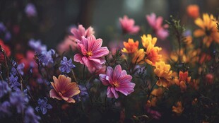 缤纷花卉绽放梦幻花境