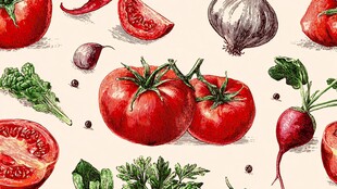 手绘多彩新鲜蔬菜集合