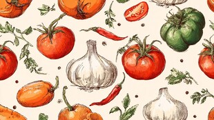 手绘蔬菜图案 清新田园风