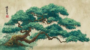 苍劲古松国画意境图