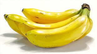 新鲜饱满的黄色香蕉一束