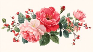 浪漫绽放的粉色花卉图案