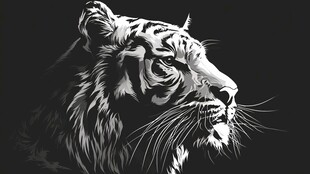 黑白虎影 野性与力量之美