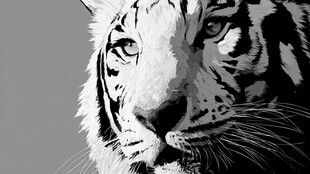 黑白老虎特写