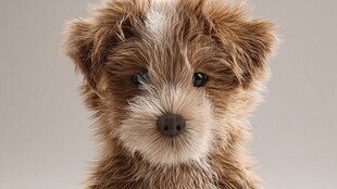 可爱棕色小狗萌态特写