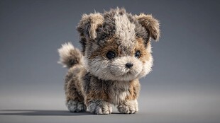 可爱毛绒小狗萌态十足