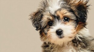 可爱三色小萌犬特写