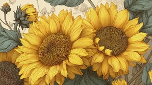 向日葵花卉插画艺术之美