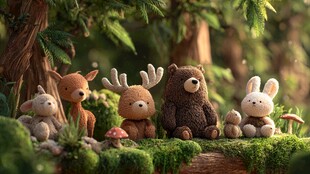 森林中的可爱毛绒动物们