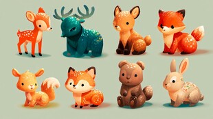 可爱森林小动物摆件集合