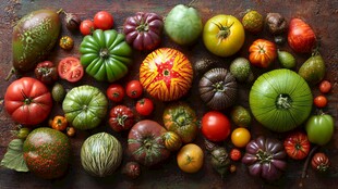 多彩多样的新鲜番茄集合