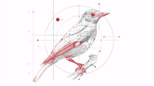 机械风格鸟的创意插画