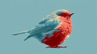 蓝红相间小鸟插画