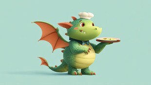 萌龙厨师端美食